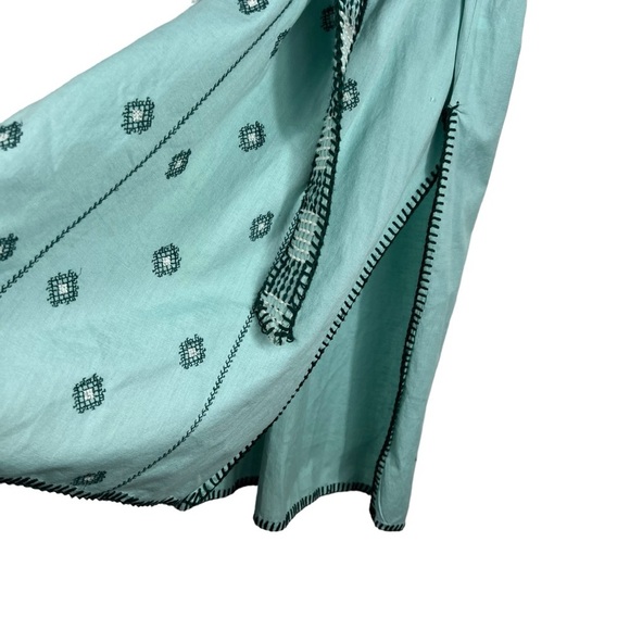 ZARA Green Embroidered Maxi Dress Short Sleeves Size Small - Picture 10 of 12